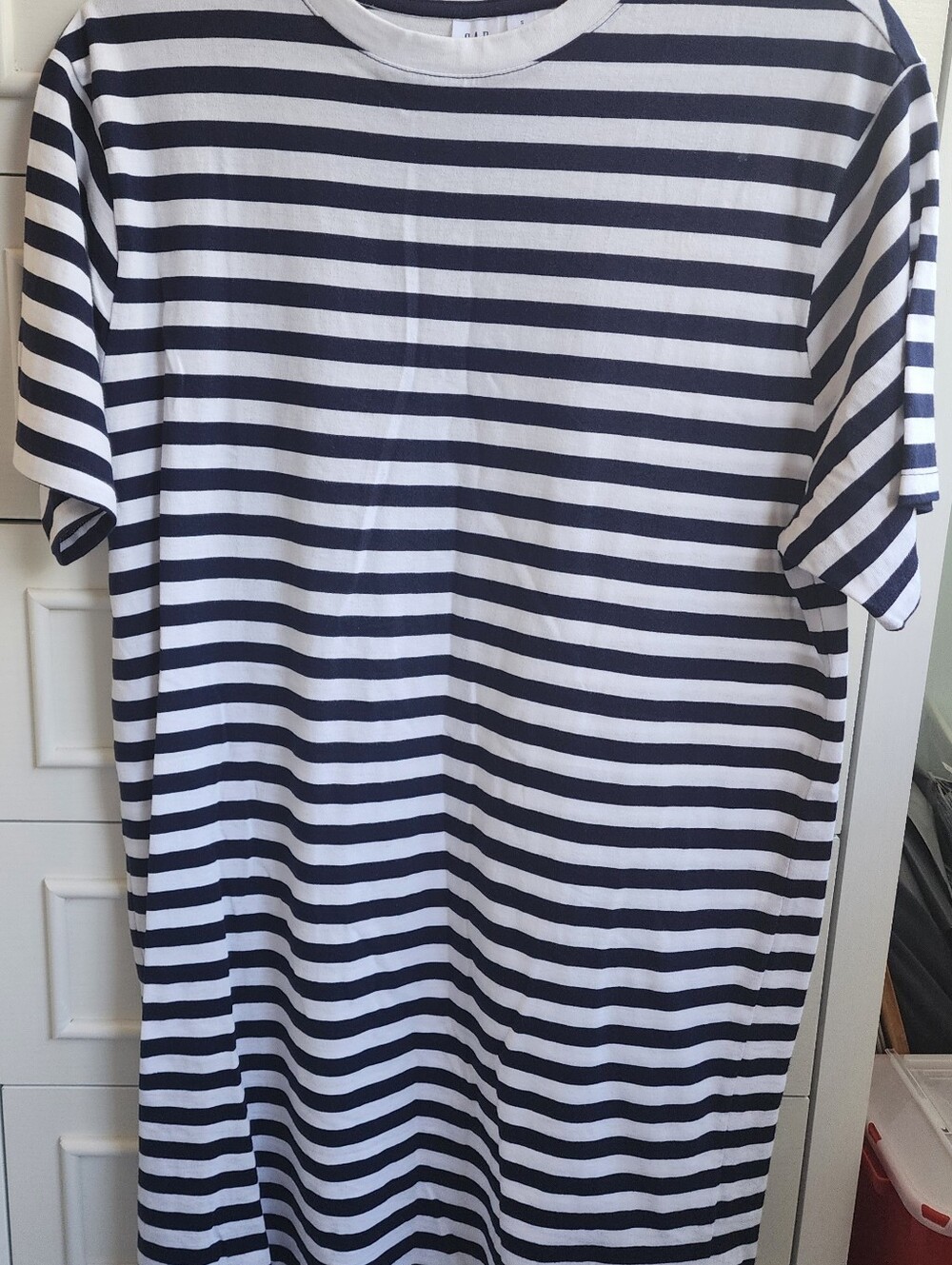 Women's GAP Navy and White Striped Short-Sleeve Crew Tee Dress.  Size S.